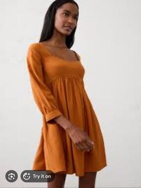Banana Republic Rust Orange Square-Neck Mini Dress